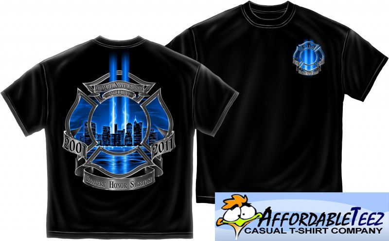 NEW 9 11 2001 FIRE TRIBUTE SHIRT(S 3XL) NEVER FORGET  