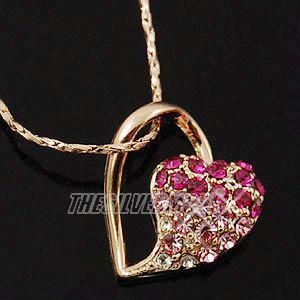 18K Rose GP Heart Necklace use Swarovski Crystal 11050  