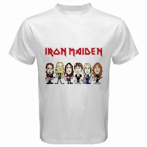 Iron Maiden Cartoon White Mens T Shirt Size S to 5XL  
