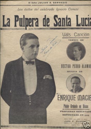 WALTZ LA PULPERA DE SANTA LUCIA Sheet Music Arg 1925  