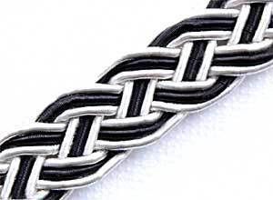 Celtic Knot, Woven, Bullion, Braid Trim. Silver & Black  