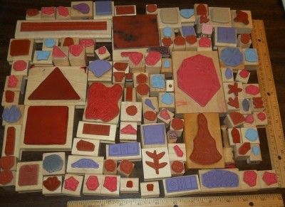 HUGE LOT *** 100+ ASSORTED WOOD MOUNTED RUBBER STAMPS (LOT F)  