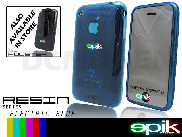 BLUE Soft Crystal Gel Hard Case Apple iPhone 3GS 3G S  