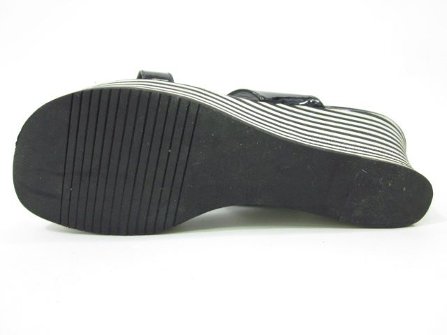 You are bidding on KORS MICHAEL KORS Black White Stripe Wedges Sandals 