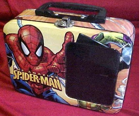 Amazing Spiderman Tin Lunch Trinket Box See Thru Window  