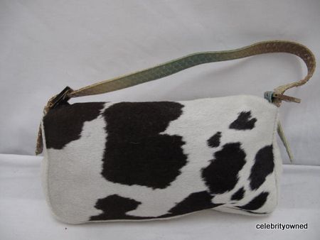 Fendi Animal Hair Cow Print/Green Ombre Snake Skin Strap Bag  