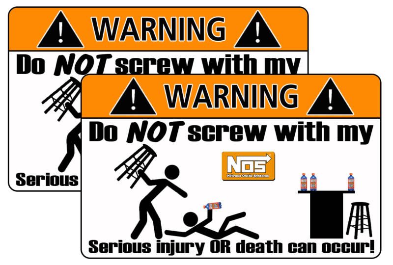 NOS Energy Drink Warning Sticker Decal Can Race Kyle  