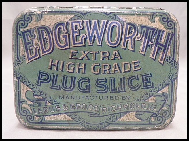 OLD EDGEWORTH HIGH GRADE PLUG SLICE TOBACCO TIN CAN  